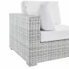Modway Convene Outdoor Patio Corner Chair - Light Gray White - Front Side Closeup Angle - Modway Convene Outdoor Patio Corner Chair - Light Gray White - Front Side Closeup Angle