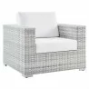 Modway Convene Outdoor Patio Armchair in Light Gray White - Front Side Angle - Modway Convene Outdoor Patio Armchair in Light Gray White - Front Side Angle