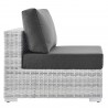 Modway Convene Outdoor Patio Armless Chair in Light Gray Charcoal - Side Angle