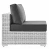Modway Convene Outdoor Patio Armless Chair in Light Gray Charcoal - Side Angle - Modway Convene Outdoor Patio Armless Chair in Light Gray Charcoal - Side Angle