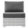 Modway Convene Outdoor Patio Armless Chair in Light Gray Charcoal - Front Angle - Modway Convene Outdoor Patio Armless Chair in Light Gray Charcoal - Front Angle
