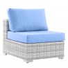 Modway Convene Outdoor Patio Armless Chair - Light Gray Light Blue - Front Side Angle