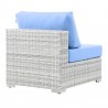 Modway Convene Outdoor Patio Armless Chair - Light Gray Light Blue - Back Side Angle