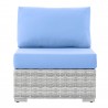 Modway Convene Outdoor Patio Armless Chair - Light Gray Light Blue - Front Angle