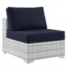 Modway Convene Outdoor Patio Armless Chair - Light Gray Navy - Front Side Angle