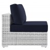 Modway Convene Outdoor Patio Armless Chair - Light Gray Navy - Side Angle