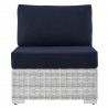 Modway Convene Outdoor Patio Armless Chair - Light Gray Navy - Front Angle