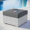 Modway Convene Outdoor Patio Ottoman in Light Gray Charcoal - Lifestyle