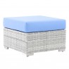 Modway Convene Outdoor Patio Ottoman - Light Gray Light Blue - Front Side Angle