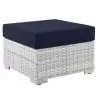 Modway Convene Outdoor Patio Ottoman in Light Gray Navy - Front Side Angle - Modway Convene Outdoor Patio Ottoman in Light Gray Navy - Front Side Angle