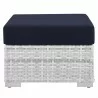 Modway Convene Outdoor Patio Ottoman in Light Gray Navy - Front Angle - Modway Convene Outdoor Patio Ottoman in Light Gray Navy - Front Angle