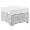 Modway Convene Outdoor Patio Ottoman in Light Gray White - Front Side Angle - Modway Convene Outdoor Patio Ottoman in Light Gray White - Front Side Angle