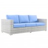Modway Convene Outdoor Patio Sofa in Light Gray Light Blue - Front Side Angle