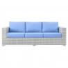 Modway Convene Outdoor Patio Sofa in Light Gray Light Blue - Front Angle