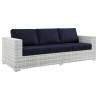 Modway Convene Outdoor Patio Sofa in Light Gray Navy - Front Side Angle