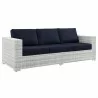 Modway Convene Outdoor Patio Sofa in Light Gray Navy - Front Side Angle - Modway Convene Outdoor Patio Sofa in Light Gray Navy - Front Side Angle