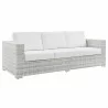Modway Convene Outdoor Patio Sofa in Light Gray White - Front Side Angle - Modway Convene Outdoor Patio Sofa in Light Gray White - Front Side Angle