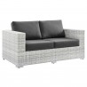 Modway Convene Outdoor Patio Loveseat in Light Gray Charcoal  - Front Side Angle