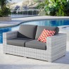 Modway Convene Outdoor Patio Loveseat in Light Gray Charcoal  - Lifestyle