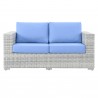 Modway Convene Outdoor Patio Loveseat - Light Gray Light Blue - Front Angle