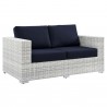 Modway Convene Outdoor Patio Loveseat - Light Gray Navy - Front Side Angle
