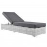 Modway Convene Outdoor Patio Chaise in Light Gray Charcoal - Reclined in Front Side Angle