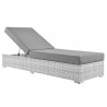 Modway Convene Outdoor Patio Chaise in Light Gray Gray - Reclined in Front Side Angle