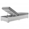 Modway Convene Outdoor Patio Chaise in Light Gray Gray - Reclined in Back Side Angle