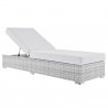 Modway Convene Outdoor Patio Chaise - Light Gray White - Reclined in Front Side Angle