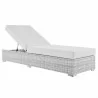 Modway Convene Outdoor Patio Chaise - Light Gray White - Reclined in Front Side Angle - Modway Convene Outdoor Patio Chaise - Light Gray White - Reclined in Front Side Angle