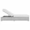 Modway Convene Outdoor Patio Chaise - Light Gray White - Reclined in Front Angle - Modway Convene Outdoor Patio Chaise - Light Gray White - Reclined in Front Angle