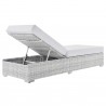 Modway Convene Outdoor Patio Chaise - Light Gray White - Reclined in Back Side Angle