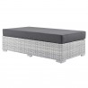 Modway Convene Outdoor Patio Rectangular Ottoman in Light Gray Charcoal - Front Side Angle