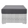 Modway Convene Outdoor Patio Rectangular Ottoman in Light Gray Charcoal - Side Angle