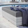 Modway Convene Outdoor Patio Rectangular Ottoman in Light Gray Charcoal - Lifestyle