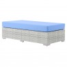 Modway Convene Outdoor Patio Rectangular Ottoman in Light Gray Light Blue - Front Side Angle