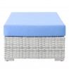 Modway Convene Outdoor Patio Rectangular Ottoman in Light Gray Light Blue - Side Angle