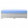 Modway Convene Outdoor Patio Rectangular Ottoman in Light Gray Light Blue - Front Angle