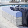 Modway Convene Outdoor Patio Rectangular Ottoman in Light Gray Light Blue - Lifestyle