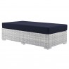Modway Convene Outdoor Patio Rectangular Ottoman in Light Gray Navy - Front Side Angle