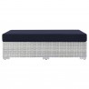 Modway Convene Outdoor Patio Rectangular Ottoman in Light Gray Navy - Front Angle