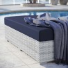 Modway Convene Outdoor Patio Rectangular Ottoman in Light Gray Navy - Lifestyle
