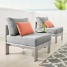 Modway Shore Sunbrella® Fabric Outdoor Patio Aluminum 3 Piece Set - Silver Gray - Lifestyle - Modway Shore Sunbrella® Fabric Outdoor Patio Aluminum 3 Piece Set - Silver Gray - Lifestyle