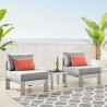 Modway Shore Sunbrella® Fabric Outdoor Patio Aluminum 3 Piece Set - Silver Gray - Lifestyle 2
