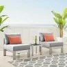 Modway Shore Sunbrella® Fabric Outdoor Patio Aluminum 3 Piece Set - Silver Gray - Lifestyle 2 - Modway Shore Sunbrella® Fabric Outdoor Patio Aluminum 3 Piece Set - Silver Gray - Lifestyle 2