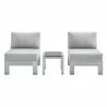 Modway Shore Sunbrella® Fabric Outdoor Patio Aluminum 3 Piece Set - Silver Gray - Set in Front Angle - Modway Shore Sunbrella® Fabric Outdoor Patio Aluminum 3 Piece Set - Silver Gray - Set in Front Angle