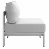 Modway Shore Sunbrella® Fabric Outdoor Patio Aluminum 3 Piece Set - Silver Gray - Armless Chair in Side Angle - Modway Shore Sunbrella® Fabric Outdoor Patio Aluminum 3 Piece Set - Silver Gray - Armless Chair in Side Angle