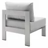 Modway Shore Sunbrella® Fabric Outdoor Patio Aluminum 3 Piece Set - Silver Gray - Armless Chair in Back Side Angle - Modway Shore Sunbrella® Fabric Outdoor Patio Aluminum 3 Piece Set - Silver Gray - Armless Chair in Back Side Angle