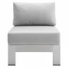 Modway Shore Sunbrella® Fabric Outdoor Patio Aluminum 3 Piece Set - Silver Gray - Armless Chair in Front Angle - Modway Shore Sunbrella® Fabric Outdoor Patio Aluminum 3 Piece Set - Silver Gray - Armless Chair in Front Angle