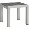 Modway Shore Sunbrella® Fabric Outdoor Patio Aluminum 3 Piece Set - Silver Gray - Table in Front Side Angle - Modway Shore Sunbrella® Fabric Outdoor Patio Aluminum 3 Piece Set - Silver Gray - Table in Front Side Angle
